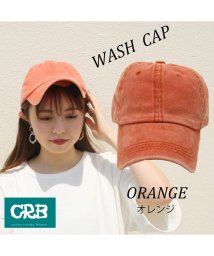 CRB(シーアールビー)/ウオッシュキャップ/ウオッシュ加工/CAP/帽子/ユニセックス/男女兼用/綿100%/カジュアル/ベースボールキャップ/プチプラ/シンプル/ベーシック/定番/メ/オレンジ