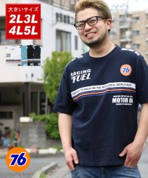 MARUKAWA(大きいサイズのマルカワ)/【76Lubricants】 大きいサイズ メンズ セブンティーシックス プリント 半袖 Tシャツ ブランド/ネイビー