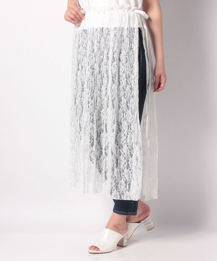 セール レース消しプリーツ巻きスカート 502040340 アース