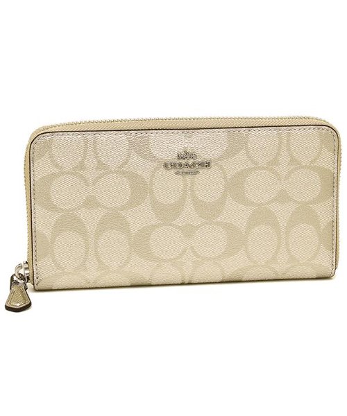 コーチ 財布 アウトレット Coach F Svpl アコーディオン ジップ ウォレット シグネチャー キャンバス レディース 長財布 プラチナム 白 コーチ Coach Magaseek