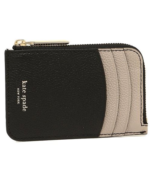 kate spade new york(ケイトスペードニューヨーク)/ KATE SPADE PWRU7159 106 MARGAUX ZIP CARD HOLDER カードケース・コインケース BLACK/WARM TAUPE/ブラウン×ベージュ