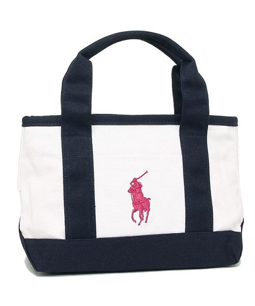 POLO RALPH LAUREN(POLO RALPH LAUREN)/POLO RALPH LAUREN RA100117 GIRLS TOTE レディース トートバッグ 無地 WHITE/NAVY/BAJA PINK 白/WHITE/NAVY/BAJA PINK