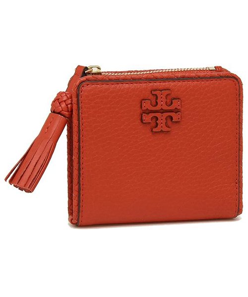 TORY BURCH(トリーバーチ)/ TORY BURCH 52722 642 TAYLOR MINI WALLET レディース 二つ折り財布 無地 POPPY ORANGE/ORANGE