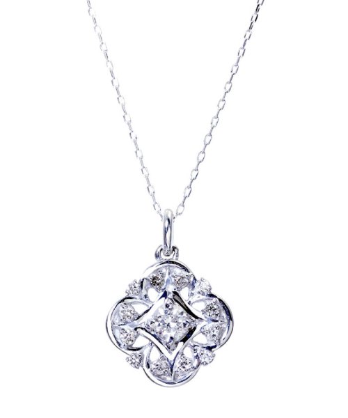 JEWELRY SELECTION(ジュエリーセレクション)/K18ゴールド 天然ダイヤモンド 計0.2ct デザイン ネックレス 【K18WG ホワイトゴールド】/K18WG