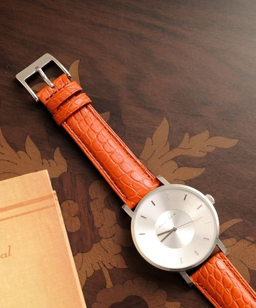 sankyoshokai(サンキョウショウカイ)/腕時計 付け替え用 ベルト 本革 アリゲーター 16mm/オレンジ