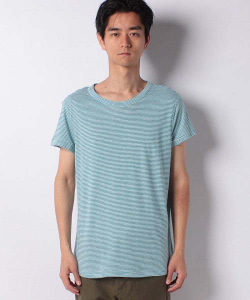 BENETTON (mens)(ベネトン（メンズ）)/リネン混ボーダー半袖Tシャツ・カットソー/ブルー