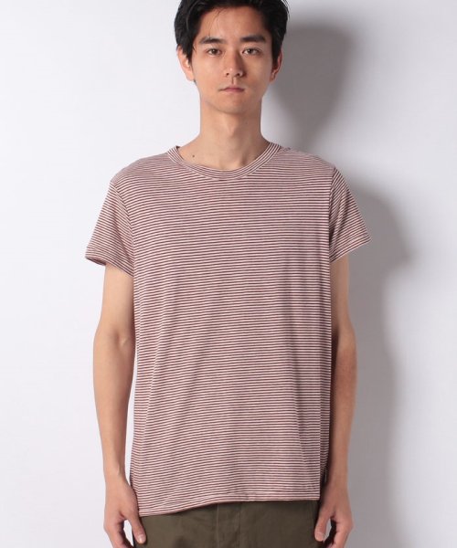 BENETTON (mens)(ベネトン（メンズ）)/リネン混ボーダー半袖Tシャツ・カットソー/パープル