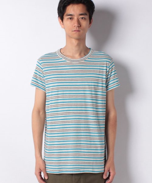 BENETTON (mens)(ベネトン（メンズ）)/リネン混ボーダー半袖Tシャツ・カットソー/ブルー系その他