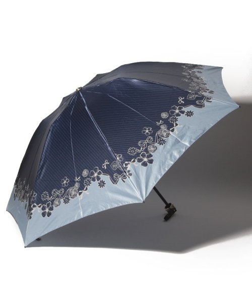 LANVIN en Bleu(umbrella)(ランバンオンブルー（傘）)/LANVIN en Blue 婦人 ミニ傘 【クイックアーチ】 すそ 花/ネイビーブルー