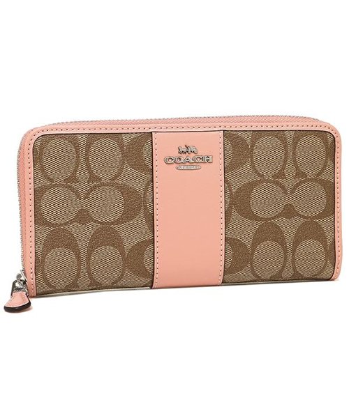 COACH(コーチ)/コーチ 財布 アウトレット COACH F54630 IMO5l アコーディオン ジップ ウォレット シグネチャー キャンバス レディース 長財布/カーキ/ペタル