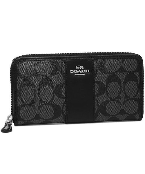 COACH(コーチ)/コーチ 財布 アウトレット COACH F54630 IMO5l アコーディオン ジップ ウォレット シグネチャー キャンバス レディース 長財布/スモークブラック