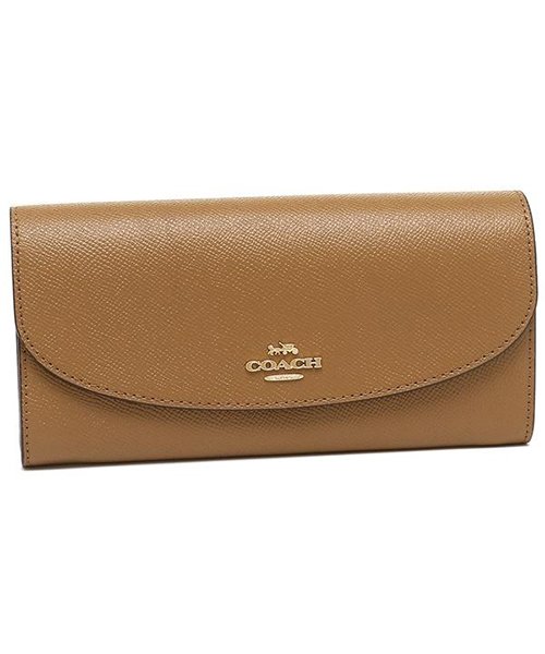 COACH(コーチ)/コーチ 財布 アウトレット COACH F54009 クロスグレイン レザー スリム エンベロープ ウォレット 長財布/ライトサドル