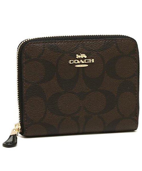 COACH(コーチ)/コーチ 財布 アウトレット COACH F30308 IME74 シグネチャー スモール ジップ アラウンド ウォレット レディース 二つ折り財布/ブラウン/ブラック