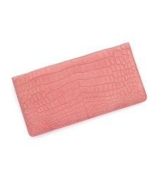 sankyoshokai(サンキョウショウカイ)/クロコダイル 財布 マット加工 センター取り 一枚革 薄型 長財布 カードケース / レディース/ピンク