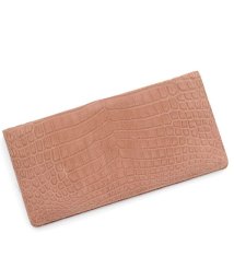 sankyoshokai(サンキョウショウカイ)/クロコダイル 財布 マット加工 センター取り 一枚革 薄型 長財布 カードケース / レディース/ピンク系1