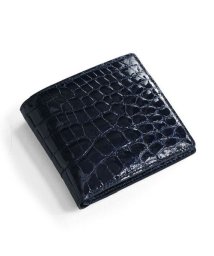 sankyoshokai(サンキョウショウカイ)/クロコダイル 折り財布 レディース シャイニング 加工 両カード ヘンローン 全15色/ネイビー