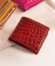 sankyoshokai(サンキョウショウカイ)/クロコダイル 折り財布 レディース シャイニング 加工 両カード ヘンローン 全15色/レッド