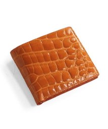 sankyoshokai(サンキョウショウカイ)/クロコダイル 折り財布 レディース シャイニング 加工 両カード ヘンローン 全15色/オレンジ系1