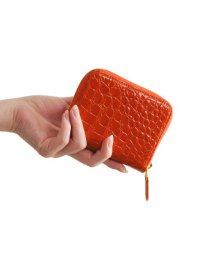 sankyoshokai(サンキョウショウカイ)/ヘンローン社製原皮使用 クロコダイル シャイニング コンパクト財布 レディース ラウンドファスナー バイカラー 全10色/オレンジ