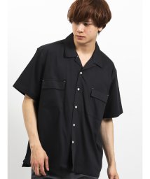 semanticdesign(セマンティックデザイン)/ポケット付きオープンカラー半袖シャツ/ブラック