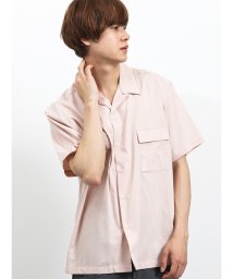 semanticdesign(セマンティックデザイン)/ポケット付きオープンカラー半袖シャツ/ピンク
