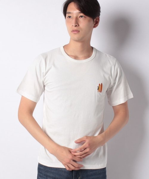 INCREWSIVE(インクルーシブ)/【INCREWSIVE】6.5オンス コットン ワンポイント刺繍Tシャツ/ホワイト