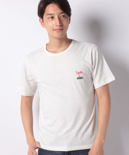 INCREWSIVE(インクルーシブ)/【INCREWSIVE】6.5オンス コットン ワンポイント刺繍Tシャツ/ホワイト