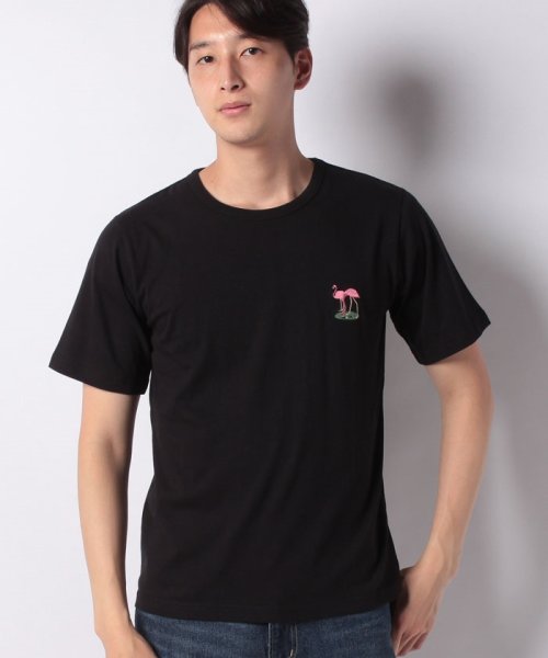 INCREWSIVE(インクルーシブ)/【INCREWSIVE】6.5オンス コットン ワンポイント刺繍Tシャツ/ブラック
