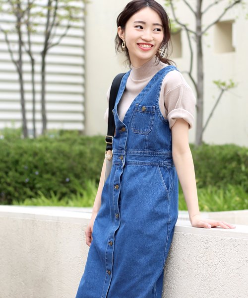 セール Web限定 スタイルアップ 前ボタンデニムワンピース ブージュルード Bou Jeloud Magaseek