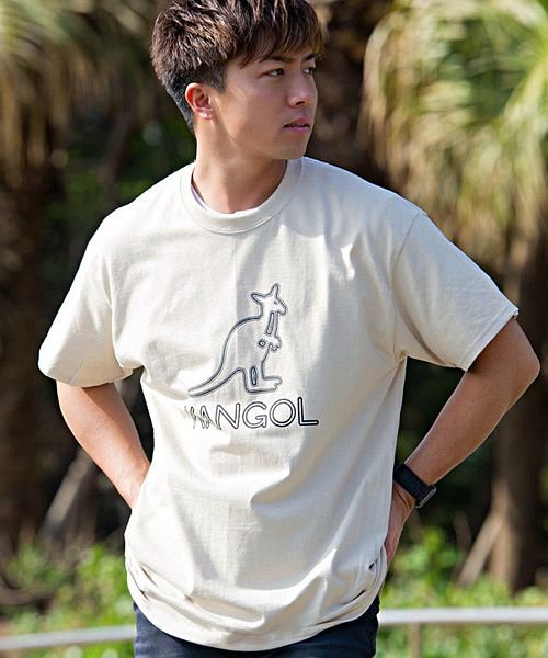 SB Select(エスビーセレクト)/KANGOL【カンゴール】別注フロントプリントクルーネック半袖Tシャツ/ベージュ