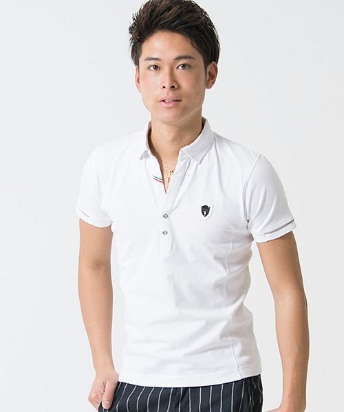 VIOLA(ヴィオラ)/VIOLA【ヴィオラ】パイピングポロシャツ半袖シャツ/オフホワイト