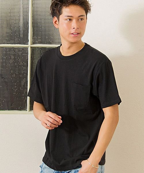 VICCI(ビッチ)/VICCI【ビッチ】無地ポケット付きビッグシルエットクルーネック半袖Tシャツ/ブラック