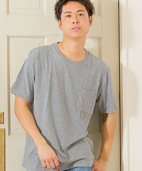 VICCI(ビッチ)/VICCI【ビッチ】無地ポケット付きビッグシルエットクルーネック半袖Tシャツ/グレー