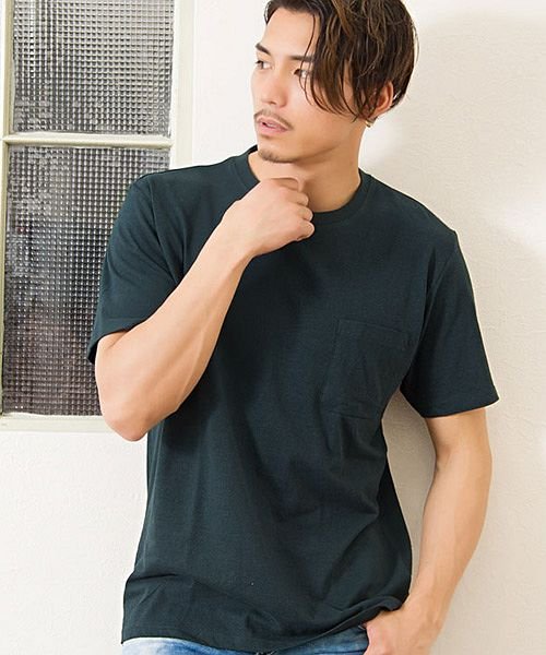 VICCI(ビッチ)/VICCI【ビッチ】無地ポケット付きビッグシルエットクルーネック半袖Tシャツ/ネイビー