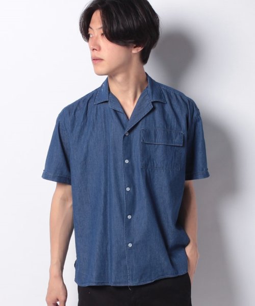 JEANS MATE(ジーンズメイト)/【BLUE STANDARD】デニムオープンカラーシャツ/ブルー