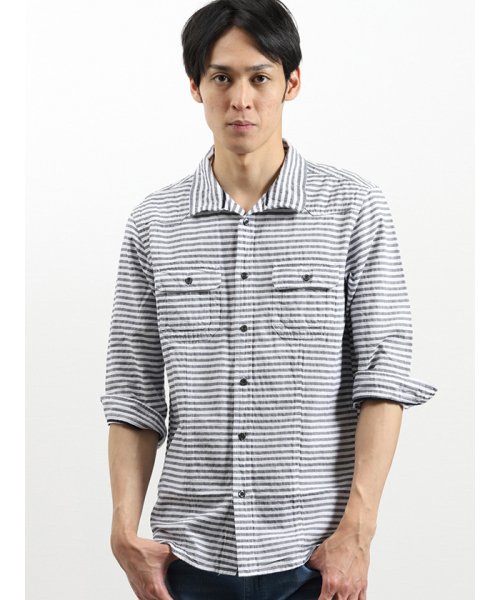 semanticdesign(セマンティックデザイン)/パナマスタンドカラー衿ワイヤー7分袖シャツアウター/ホワイト