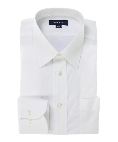 TAKA-Q(タカキュー)/形態安定レギュラーフィットブロードレギュラーカラー長袖ビジネスドレスシャツワイシャツ/ホワイト