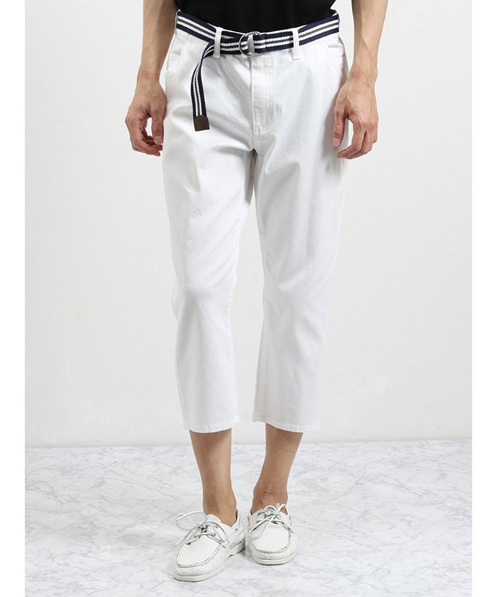 セール ストレッチ ベルト付きクロップドパンツ 白 紺 タカキュー Taka Q Magaseek セール ストレッチ ベルト付きクロップドパンツ 白 紺 タカキュー Taka Q Magaseek