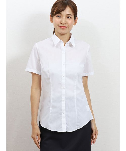 TAKA-Q(タカキュー)/形態安定レギュラーカラー半袖シャツ/ホワイト