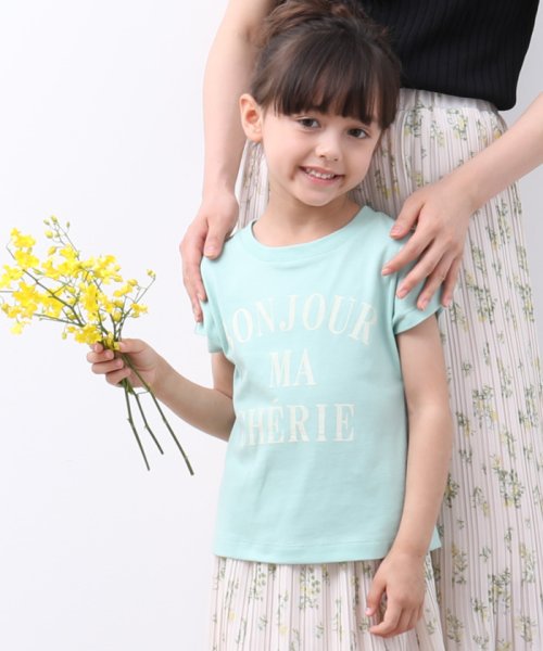 ROPE' PICNIC　KIDS(ロぺピクニックキッズ)/【ROPE' PICNIC KIDS】バックリボンプリントTシャツ/グリーン系（35）