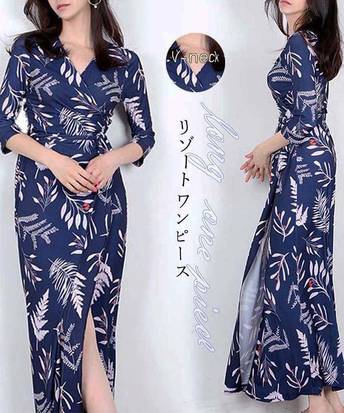 セール カシュクールワンピース 春夏 きれいめ ロング ワンピース 前開き マキシワンピース 即納 ミニミニストア Miniministore Magaseek