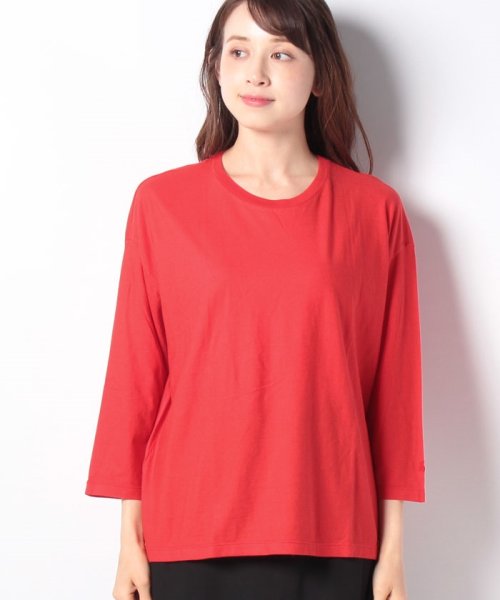 BENETTON (women)(ベネトン（レディース）)/コットンラウンドネック7分袖Tシャツ・カットソー/レッド