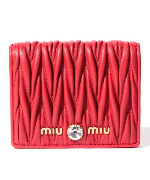 セール Miumiu 2つ折り財布 マテラッセ クリスタル Red ミュウミュウ Miumiu Magaseek