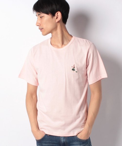 INCREWSIVE(インクルーシブ)/【INCREWSIVE】6.5オンス コットン ワンポイント刺繍Tシャツ/ピンク