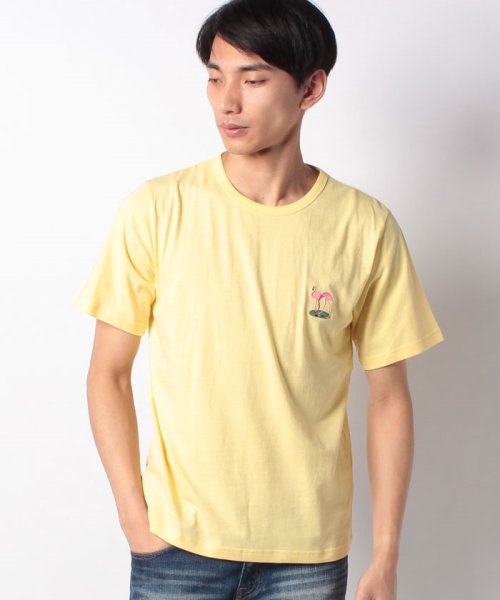 INCREWSIVE(インクルーシブ)/【INCREWSIVE】6.5オンス コットン ワンポイント刺繍Tシャツ/イエロー