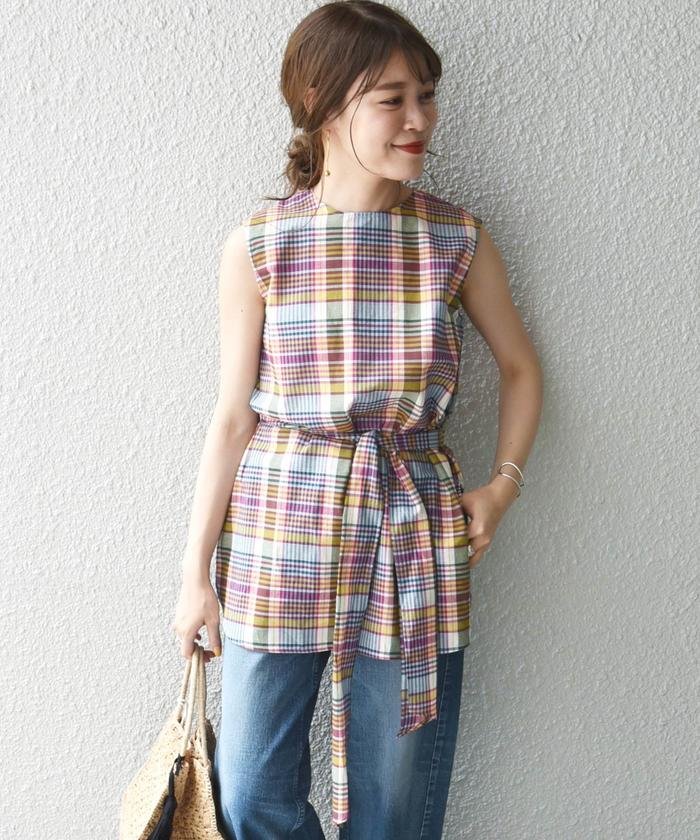 セール マドラスチェックノースリーブブラウス シップス ウィメン Ships Women Magaseek