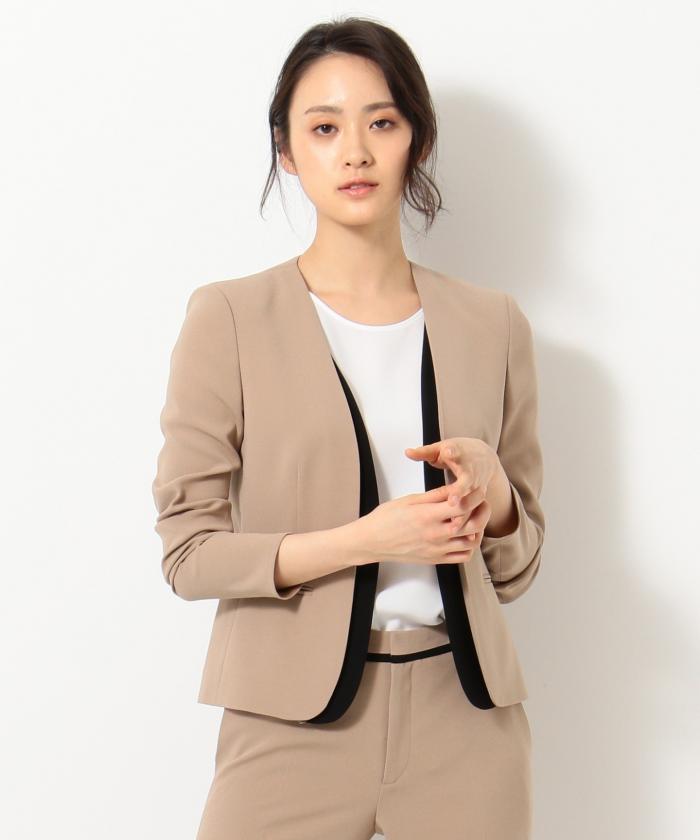 安い割引 BEIGE,ベイジ CINDY ノーカラージャケット - ノーカラー ...