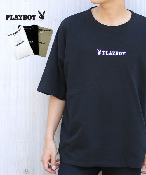 MARUKAWA(マルカワ)/【PLAYBOY】プレイボーイ ビッグシルエット ロゴ刺繍 半袖Tシャツ/ブラック