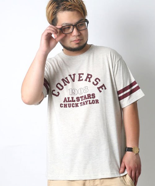 MARUKAWA(大きいサイズのマルカワ)/【CONVERSE】 大きいサイズ メンズ コンバース Tシャツ 半袖 プリント ブランド/ライトグレー