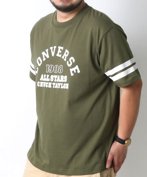 MARUKAWA(大きいサイズのマルカワ)/【CONVERSE】 大きいサイズ メンズ コンバース Tシャツ 半袖 プリント ブランド/モスグリーン